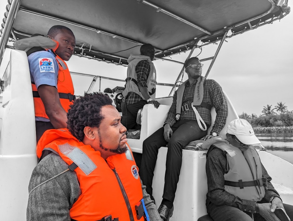 Engr. Victor Amosu on LASWA Waterway Inspection Boat